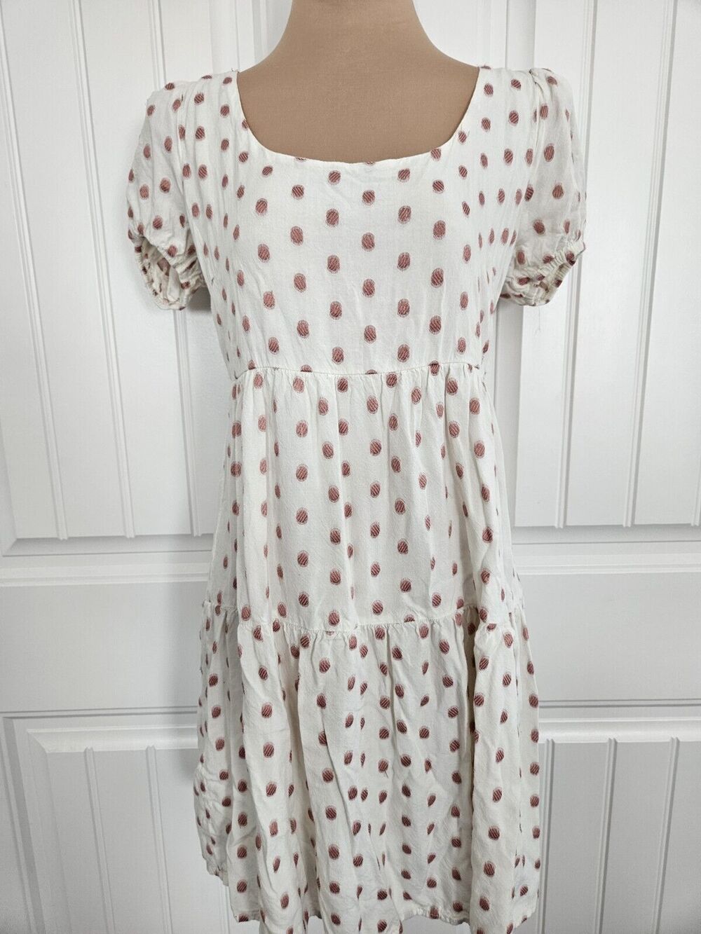Sim And Sam Tie Back Babydoll Dress Embroidered Size M Fully Lined With...